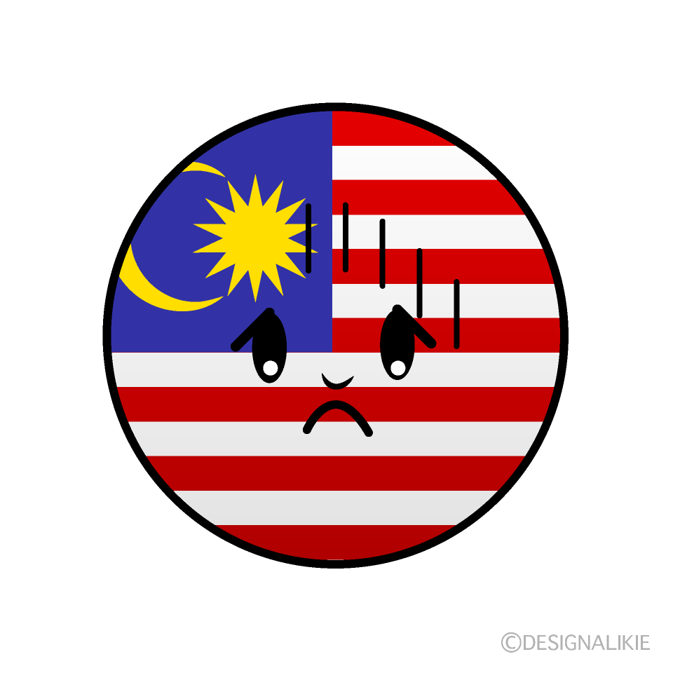 かわいいお辞儀するマレーシア国旗（丸型）イラスト