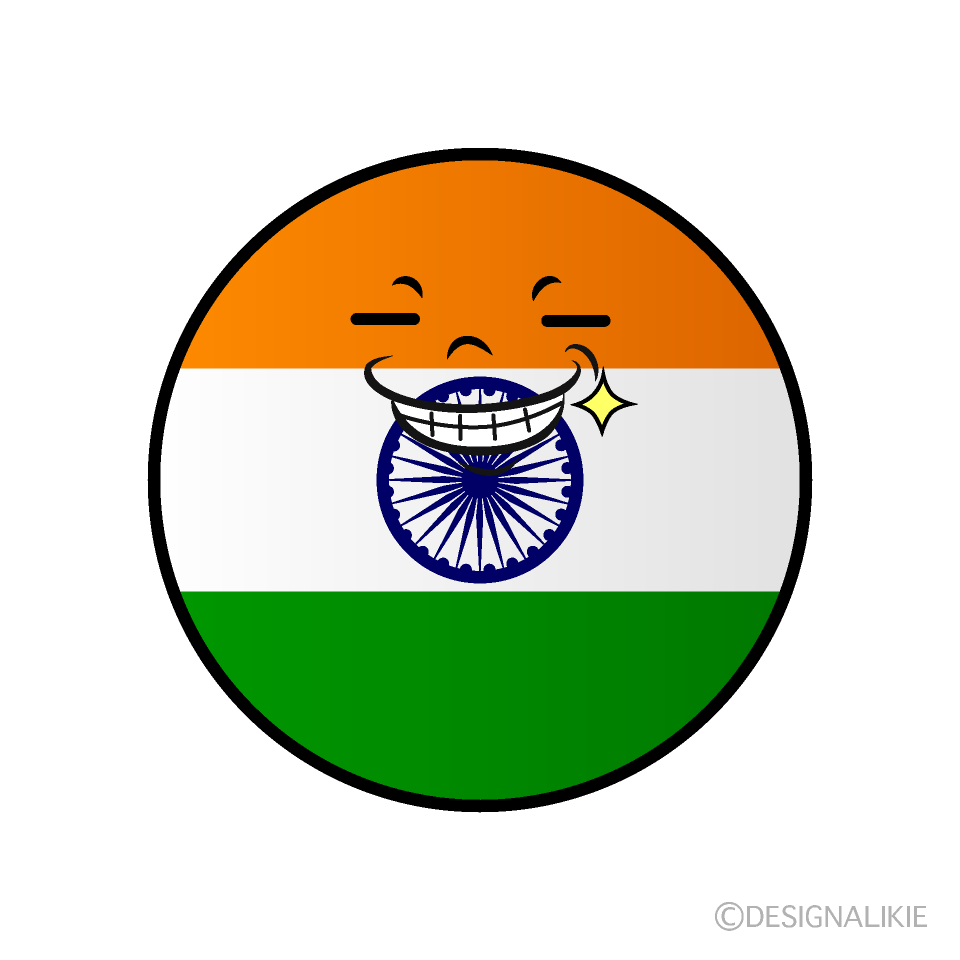 Cute Grinning Indian Flag (Round) Clipart