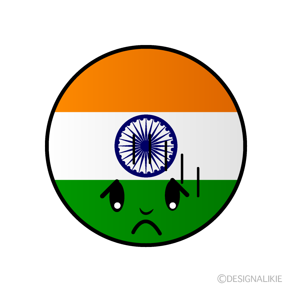 かわいいお辞儀するインド国旗（丸型）イラスト