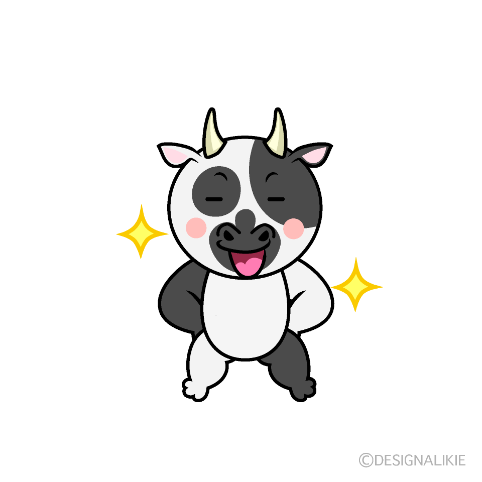 かわいい自信満々なウシイラスト