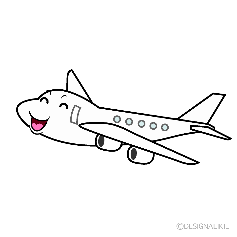 かわいい笑顔の飛行機イラスト