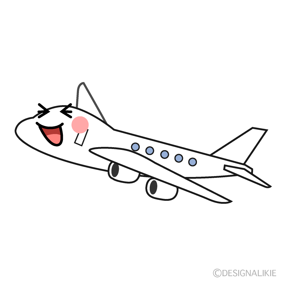 かわいい笑う飛行機イラスト