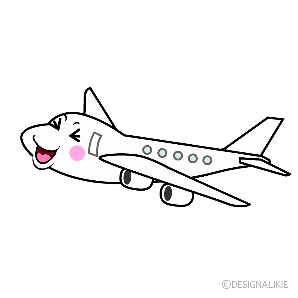 かわいい笑う飛行機イラスト