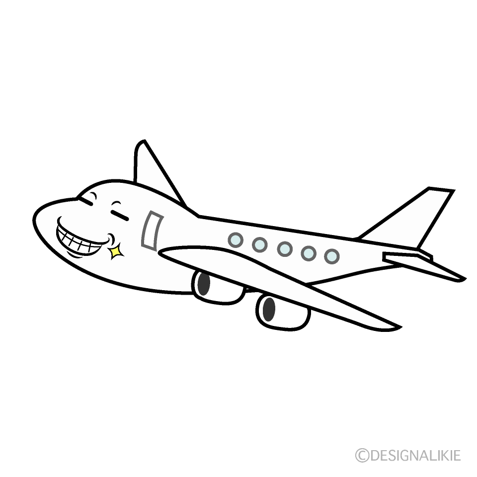 かわいいニヤリとする飛行機イラスト