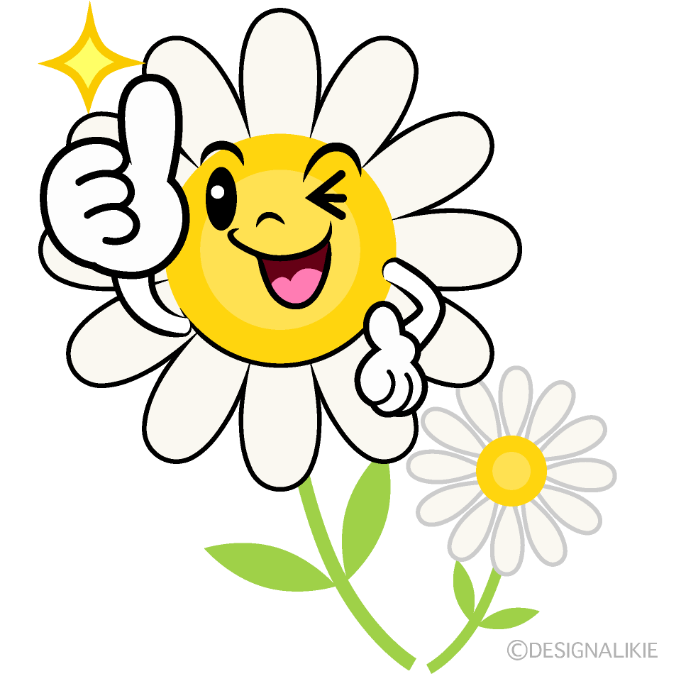 かわいいいいねする白コスモスイラスト