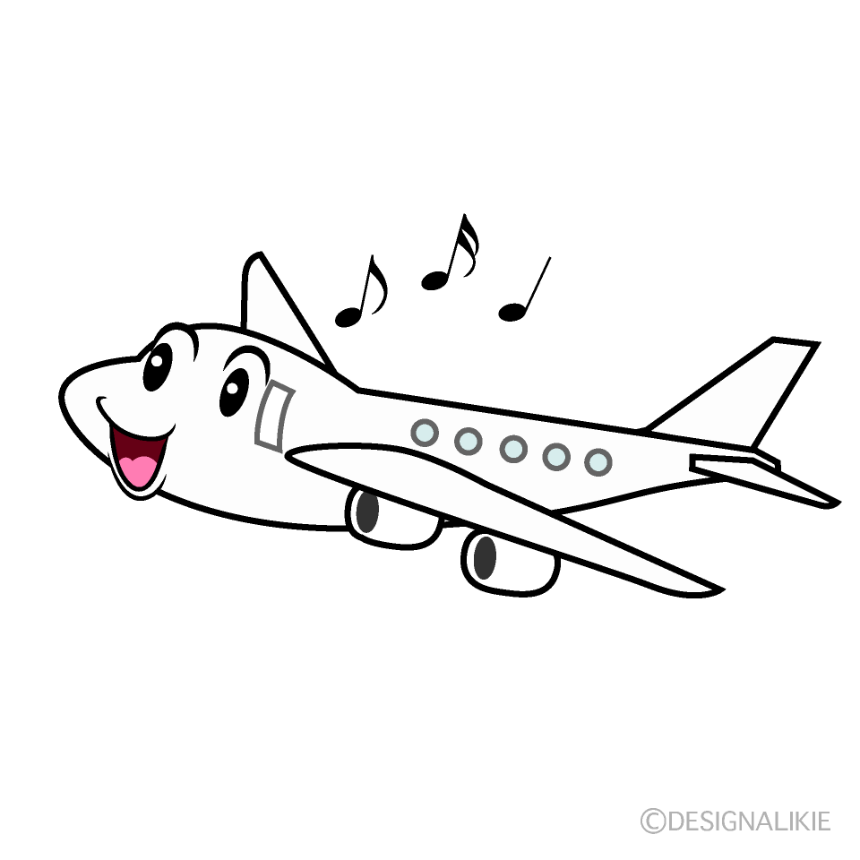 かわいい歌う飛行機イラスト