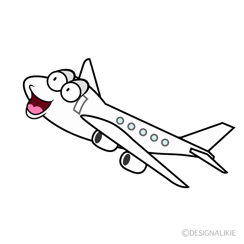 かわいい驚く飛行機イラスト