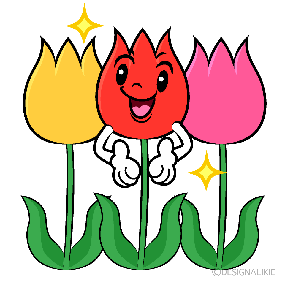 Cute Posing Three-Color Tulips Clipart