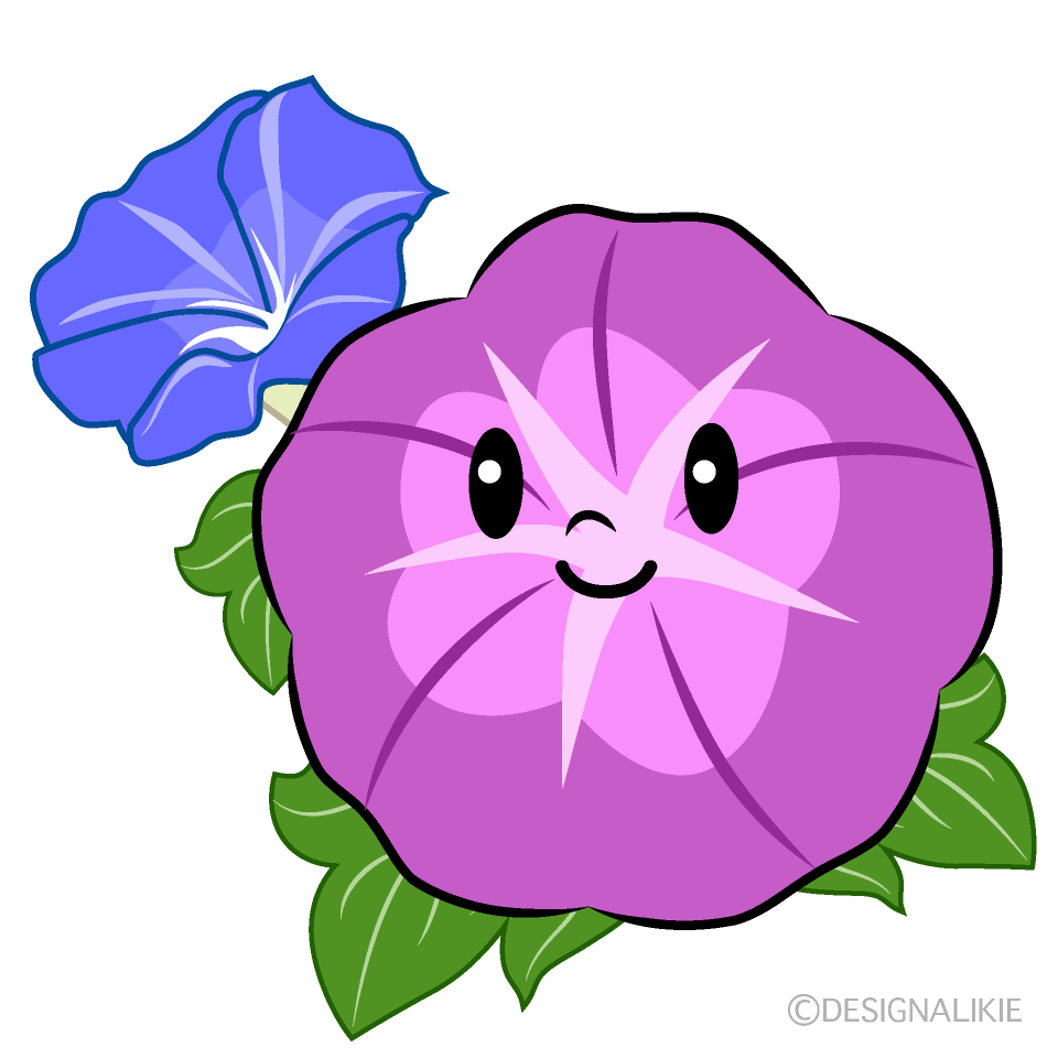 かわいい紫朝顔イラスト