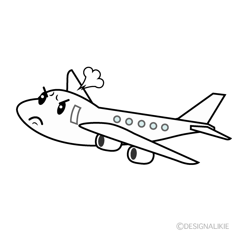 かわいい怒る飛行機イラスト