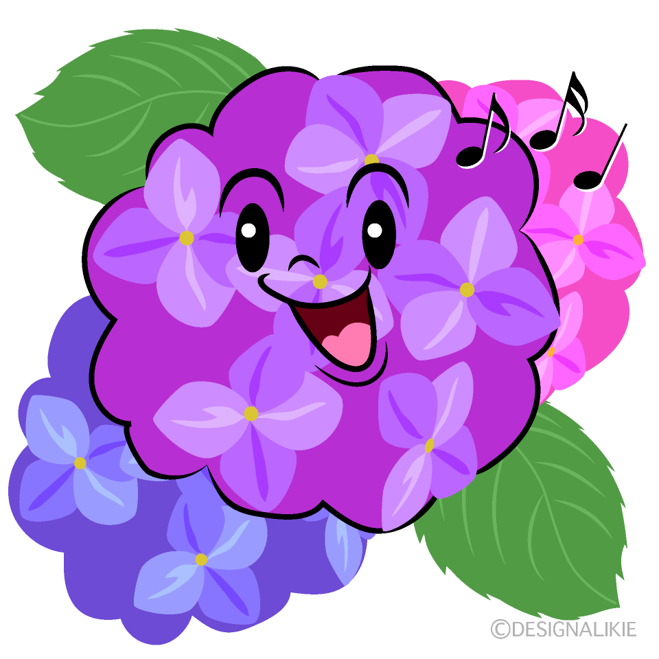 かわいい歌う紫陽花イラスト