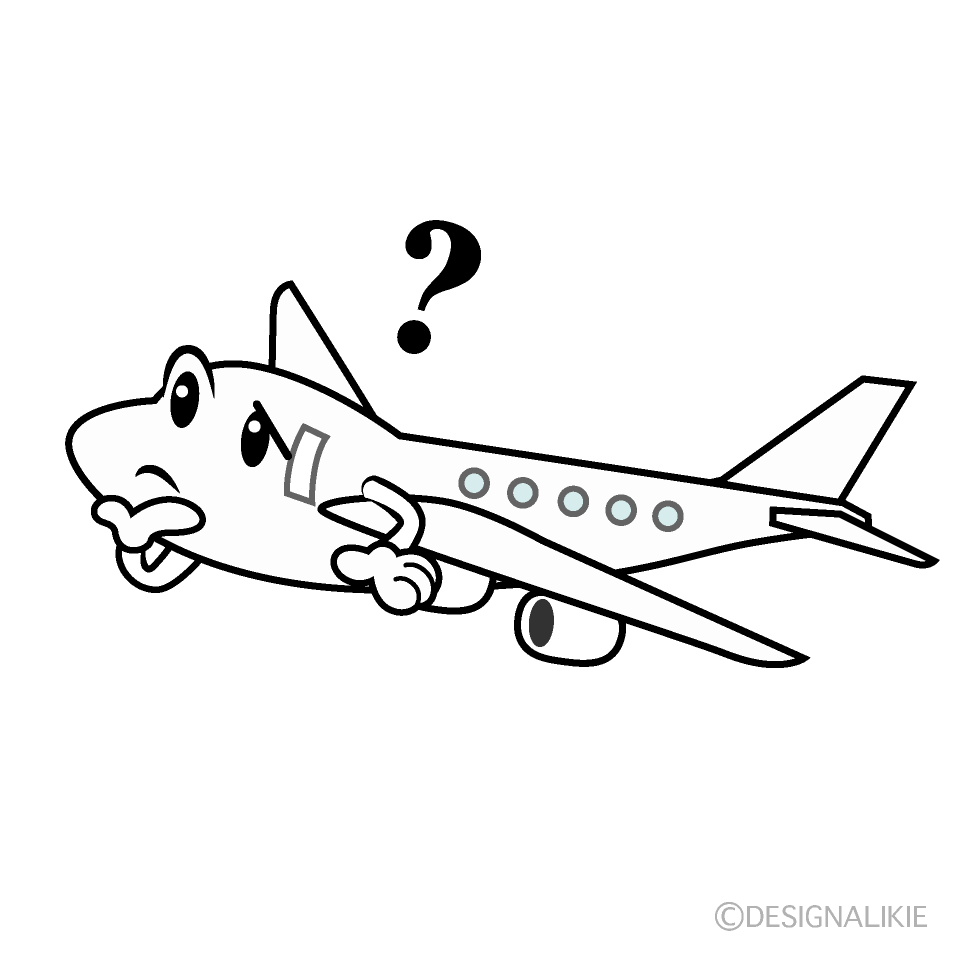 かわいい考える飛行機イラスト