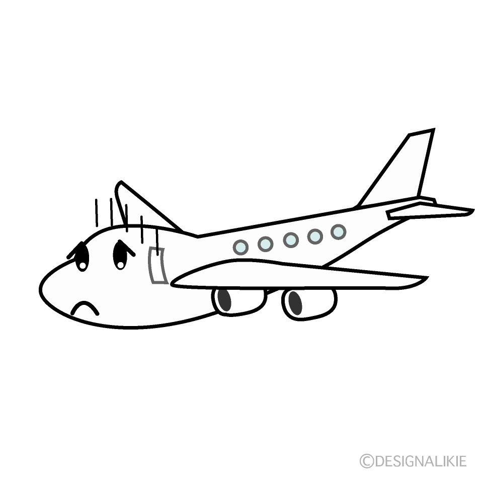 かわいい落ち込む飛行機イラスト