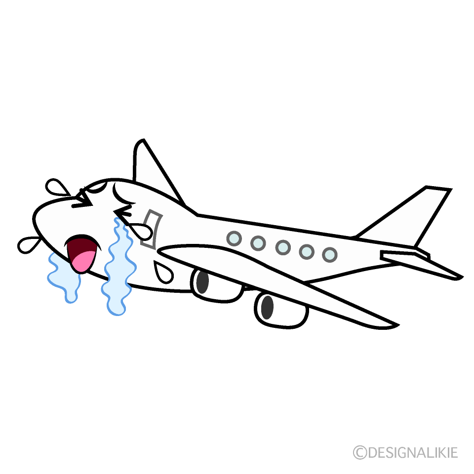 かわいい泣く飛行機イラスト