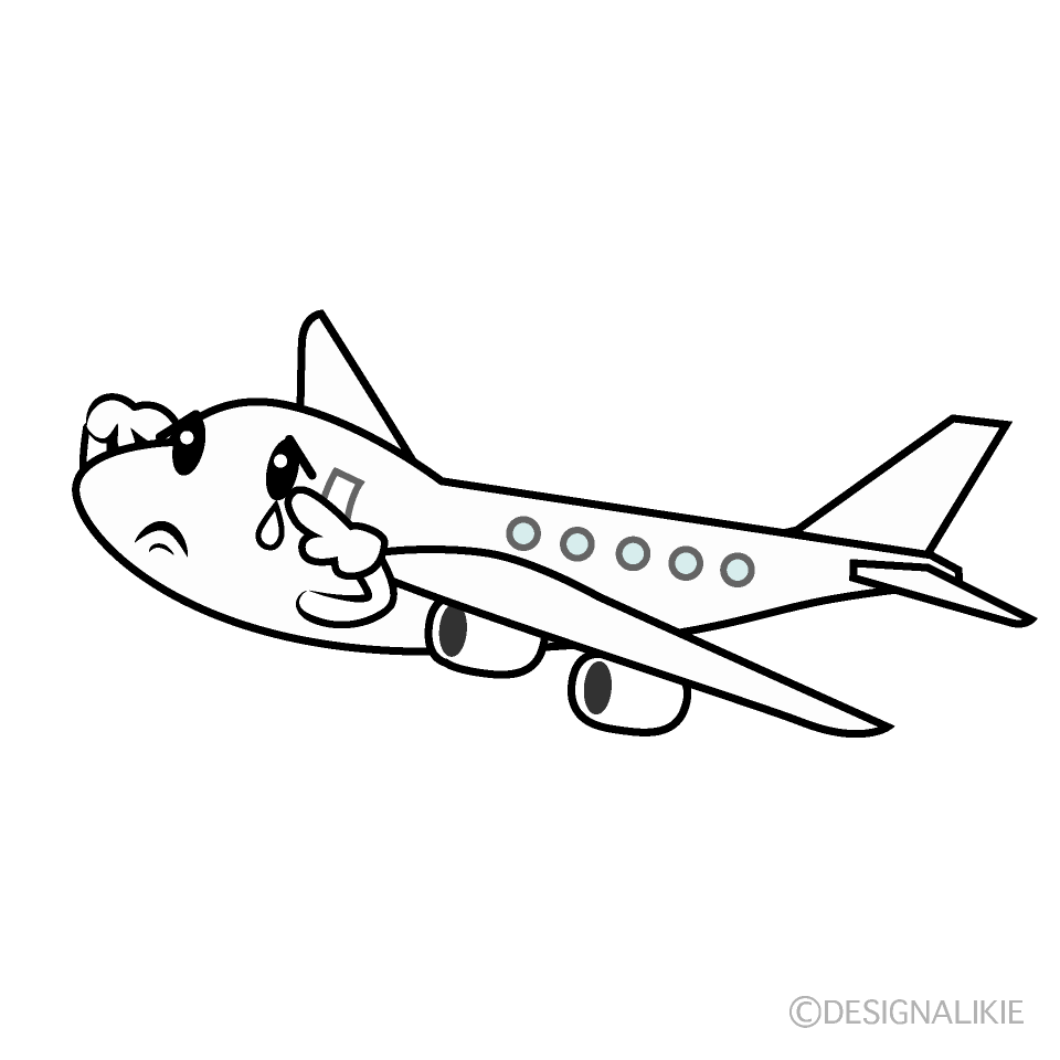 かわいい悲しい飛行機イラスト