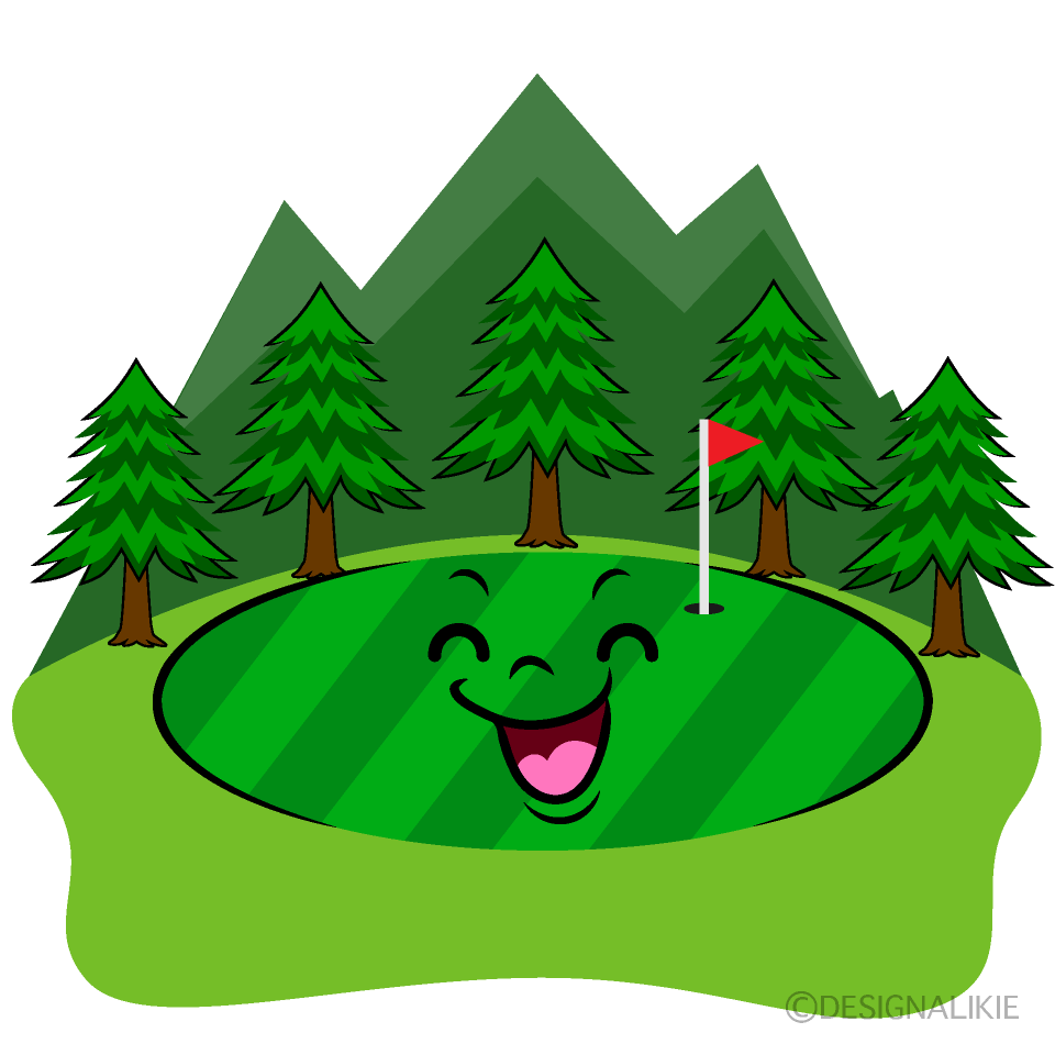 かわいい笑顔のゴルフ場イラスト