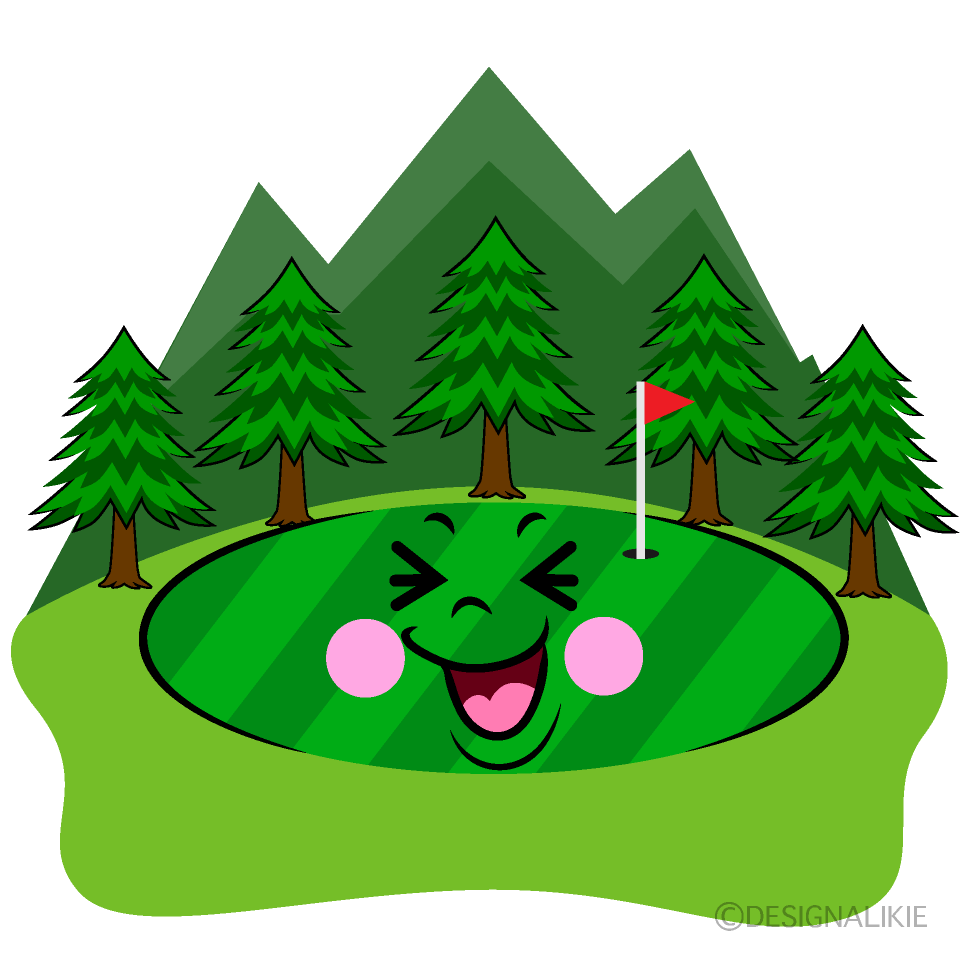 かわいい笑うゴルフ場イラスト