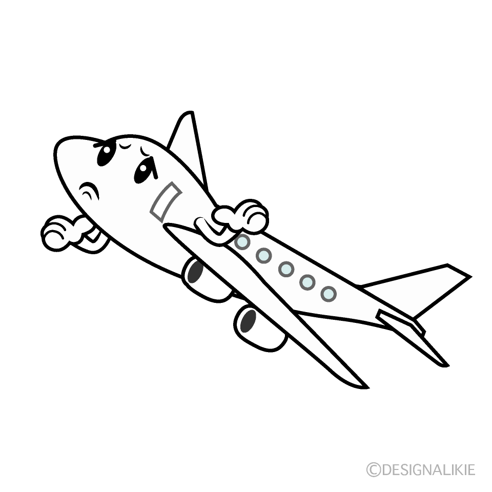 かわいい困る飛行機イラスト