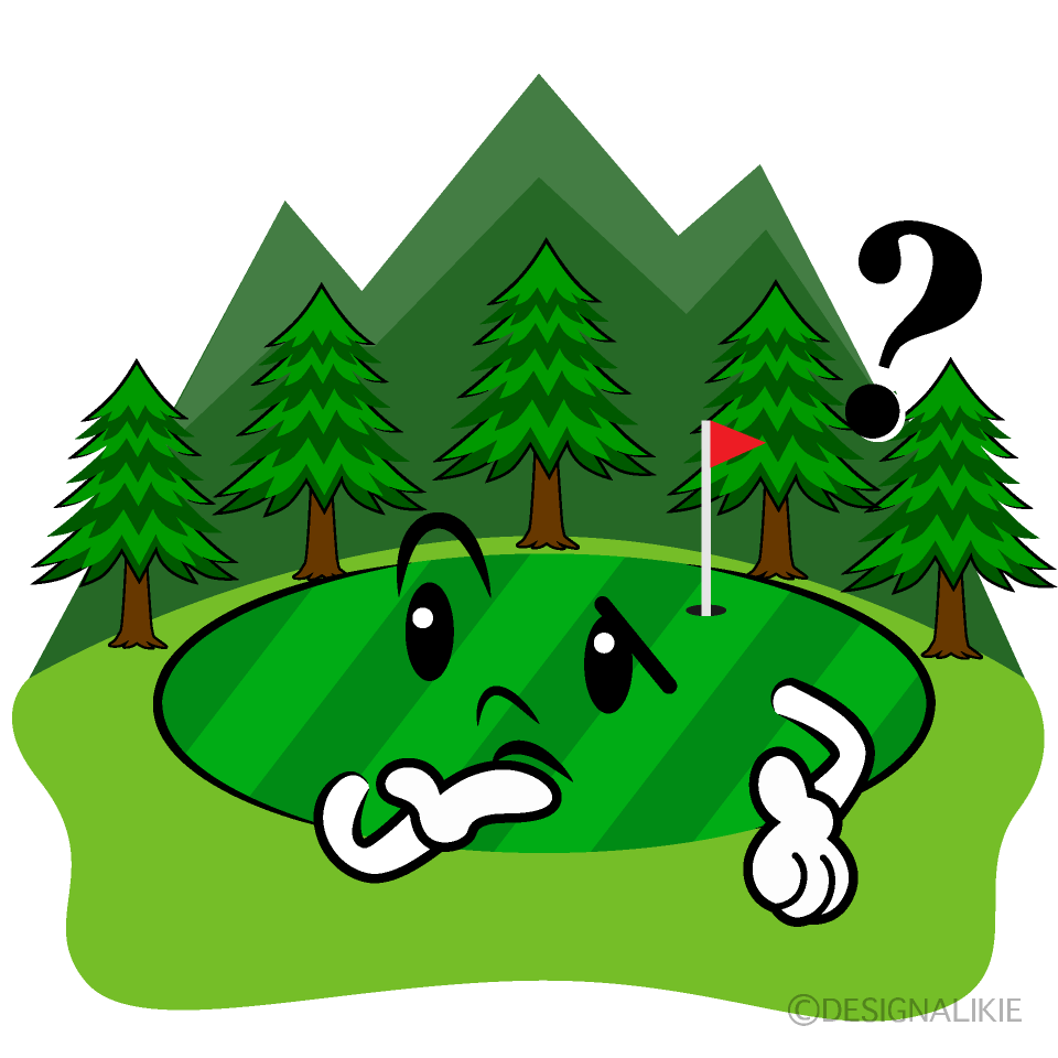 かわいい考えるゴルフ場イラスト
