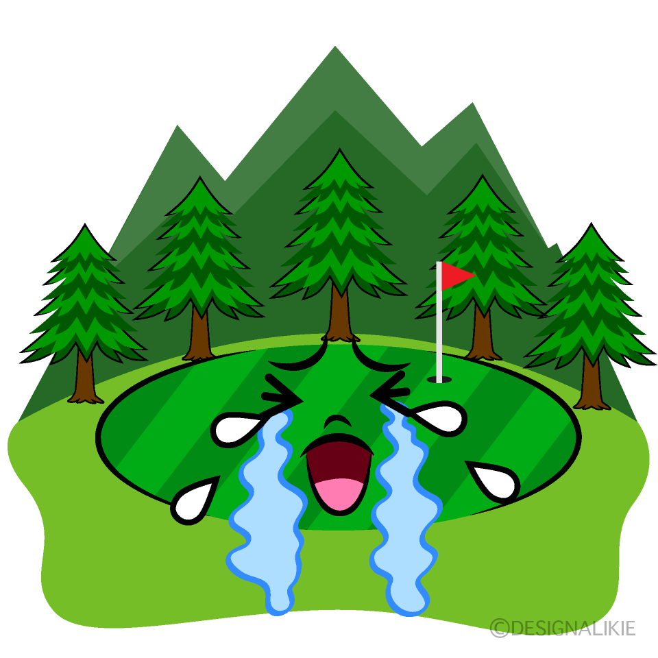 かわいい泣くゴルフ場イラスト