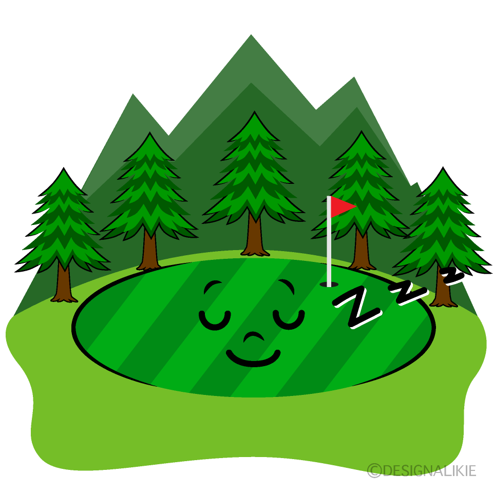 かわいい寝るゴルフ場イラスト