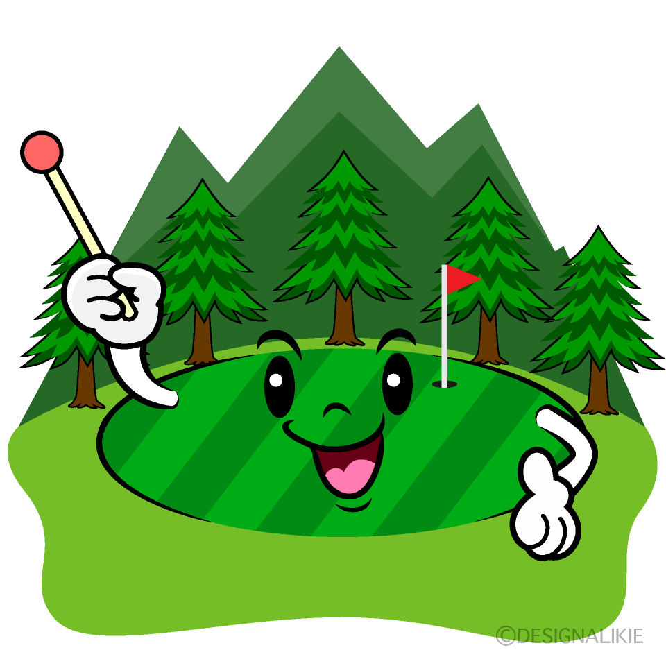 かわいい説明するゴルフ場イラスト