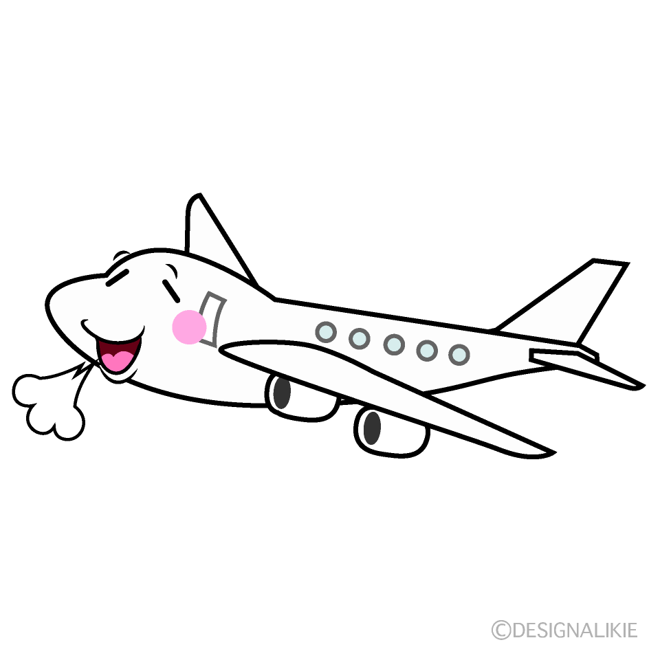 かわいいリラックスする飛行機イラスト