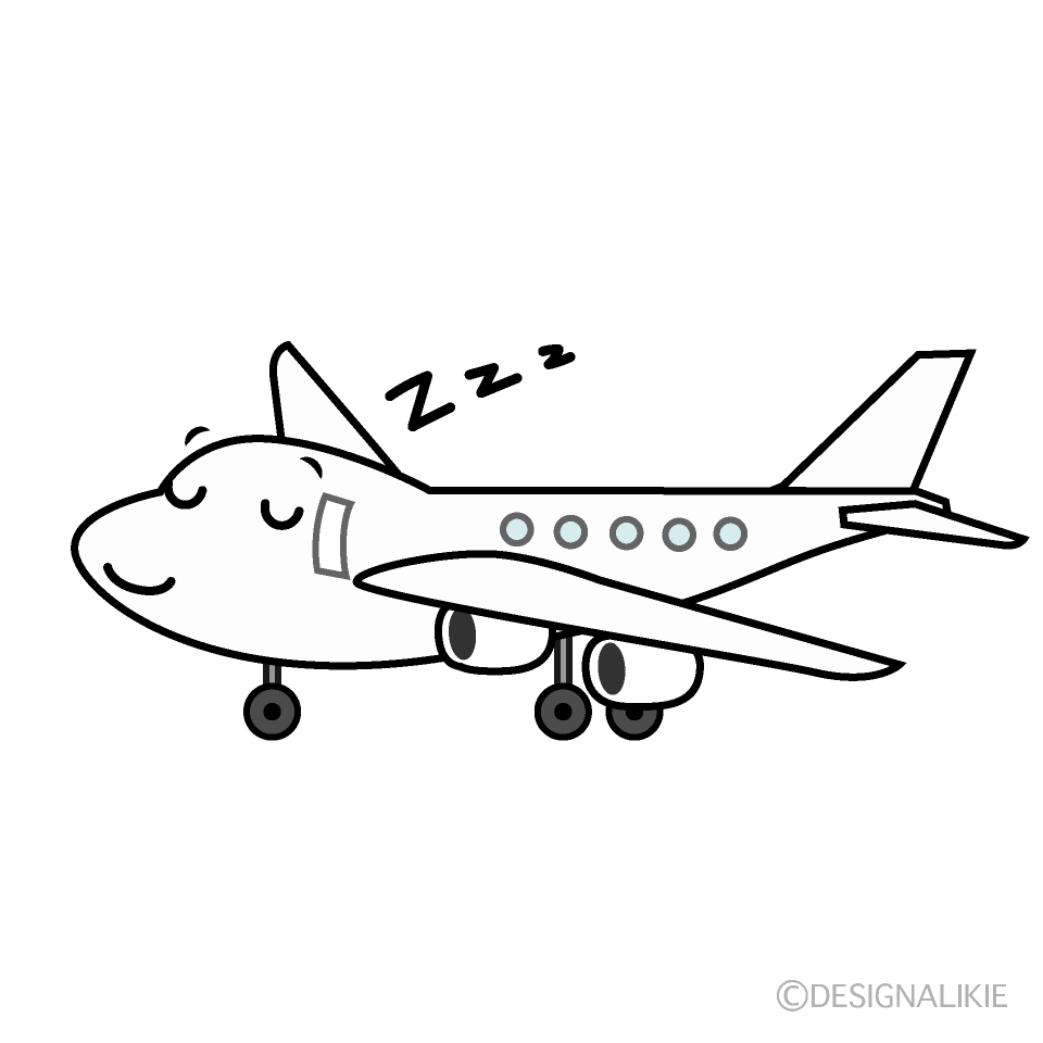 かわいい寝る飛行機イラスト