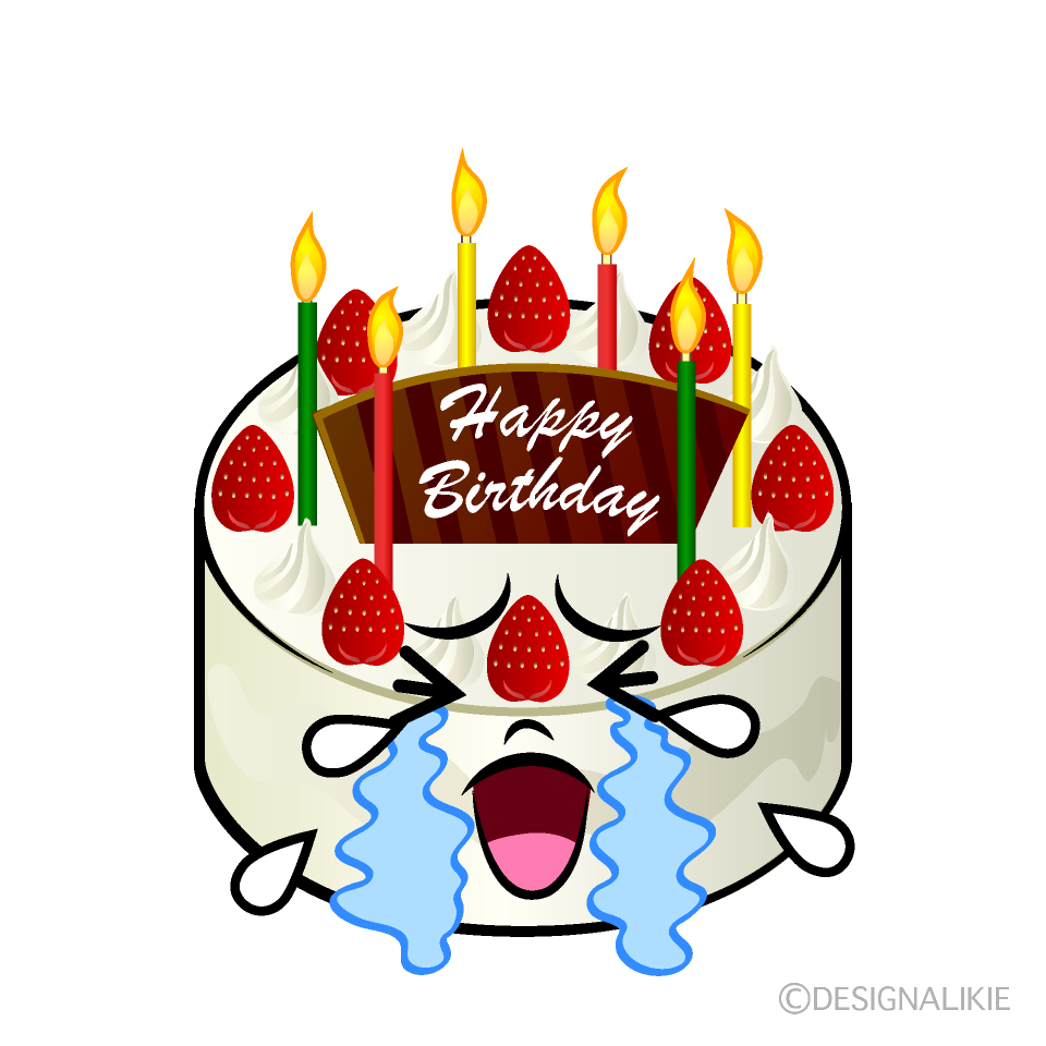 かわいい泣く誕生日ケーキイラスト
