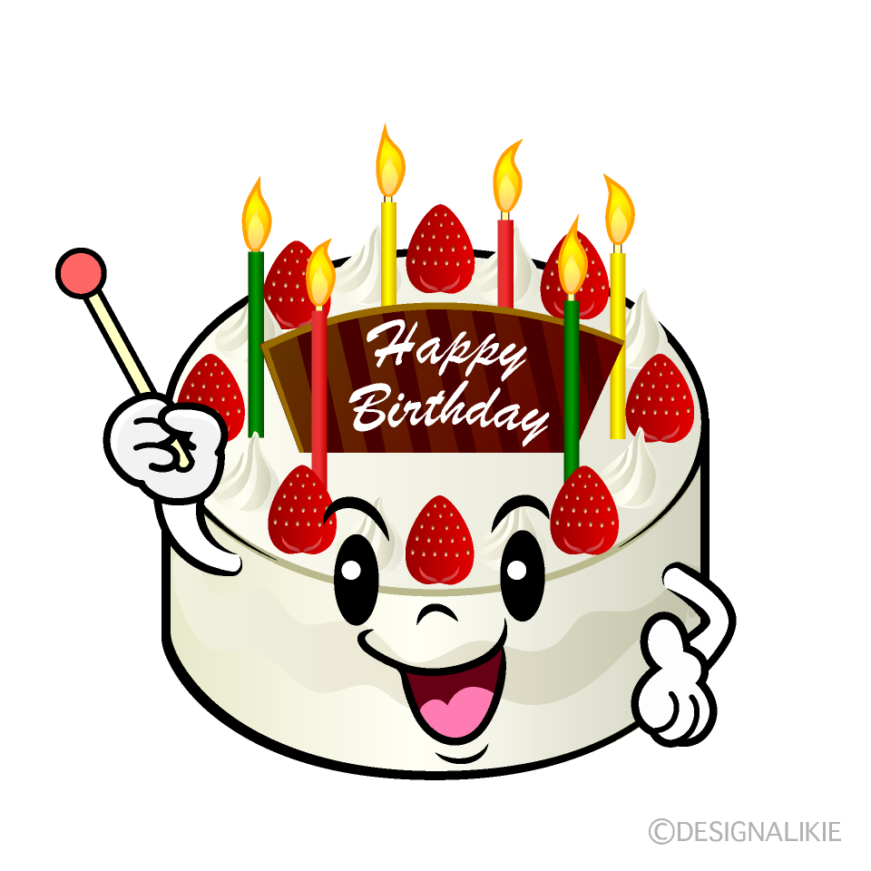 かわいい説明する誕生日ケーキイラスト