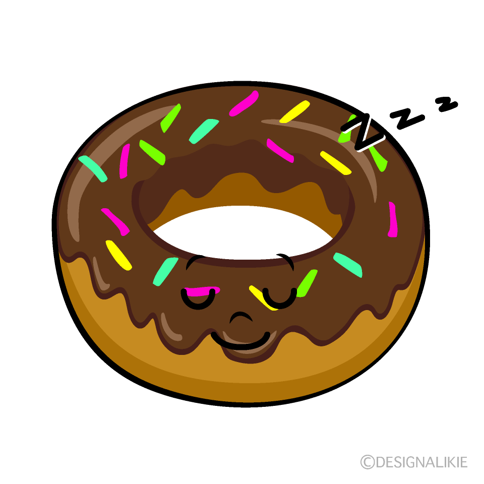 かわいい寝るチョコレートドーナツイラスト