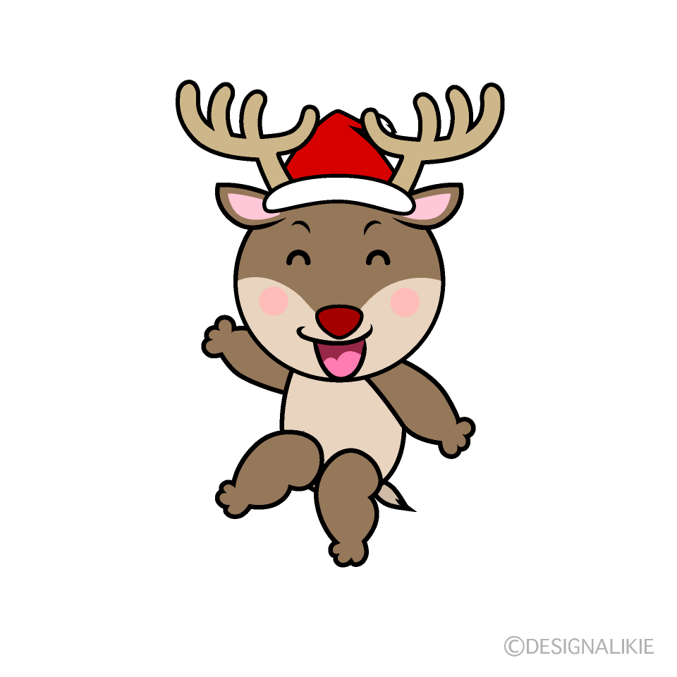 かわいい笑顔のサンタトナカイイラスト