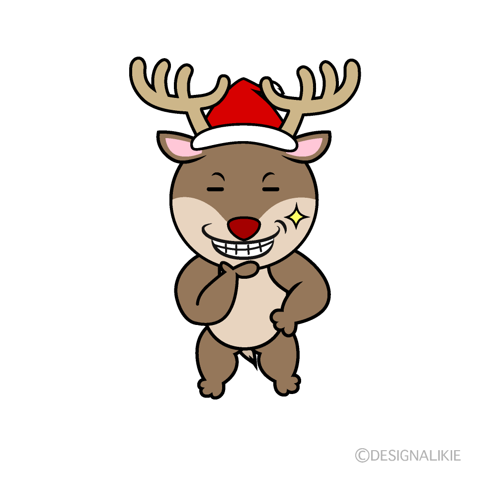 かわいいニヤリとするサンタトナカイイラスト