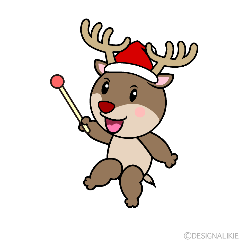 かわいい説明するサンタトナカイイラスト
