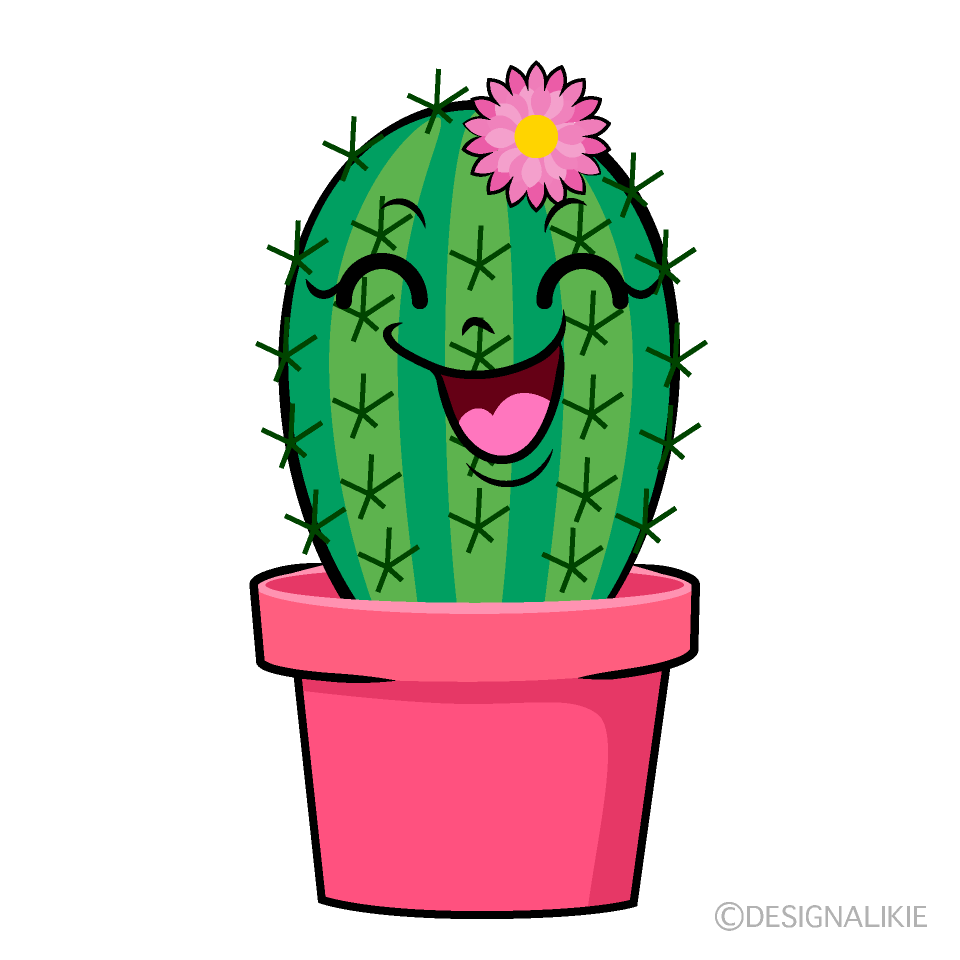 かわいい笑顔のサボテンちゃんイラスト