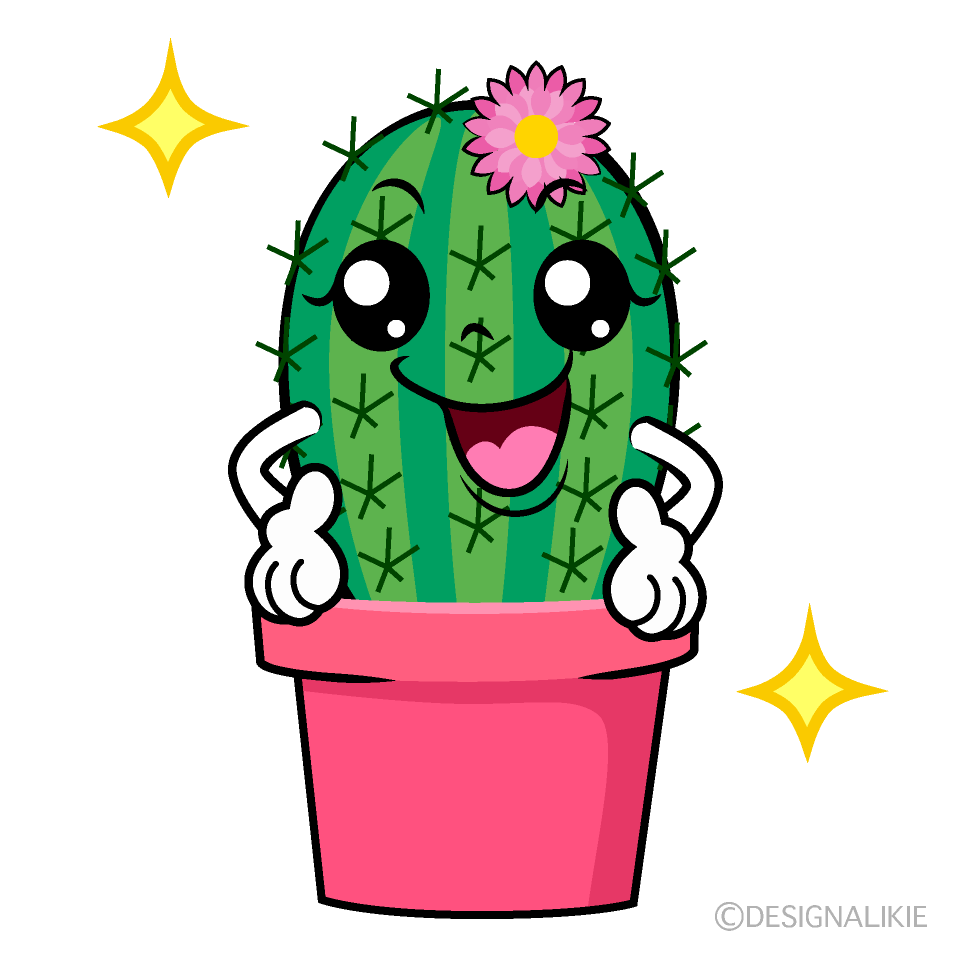 かわいいポーズするサボテンちゃんイラスト