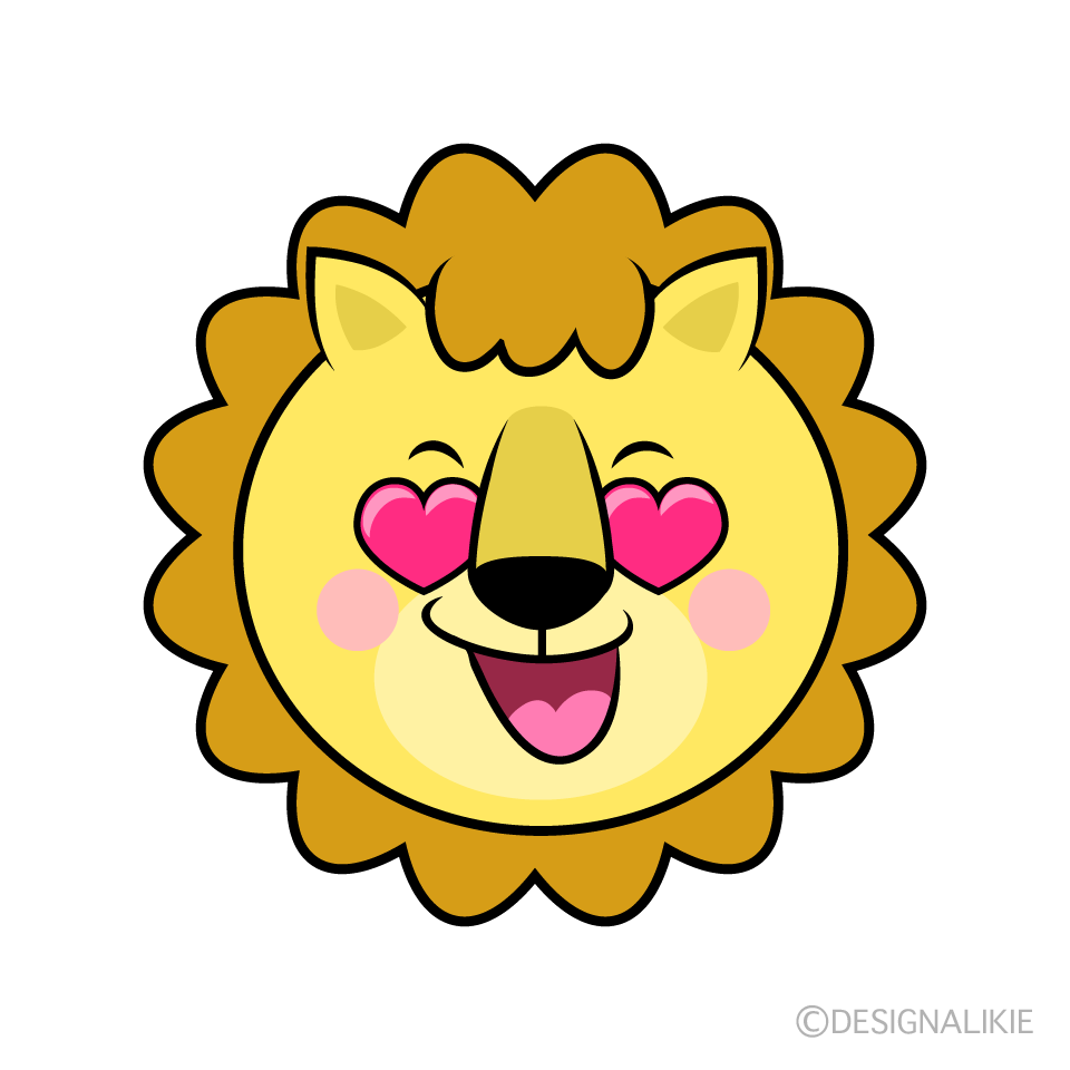 かわいい恋するライオン顔イラスト
