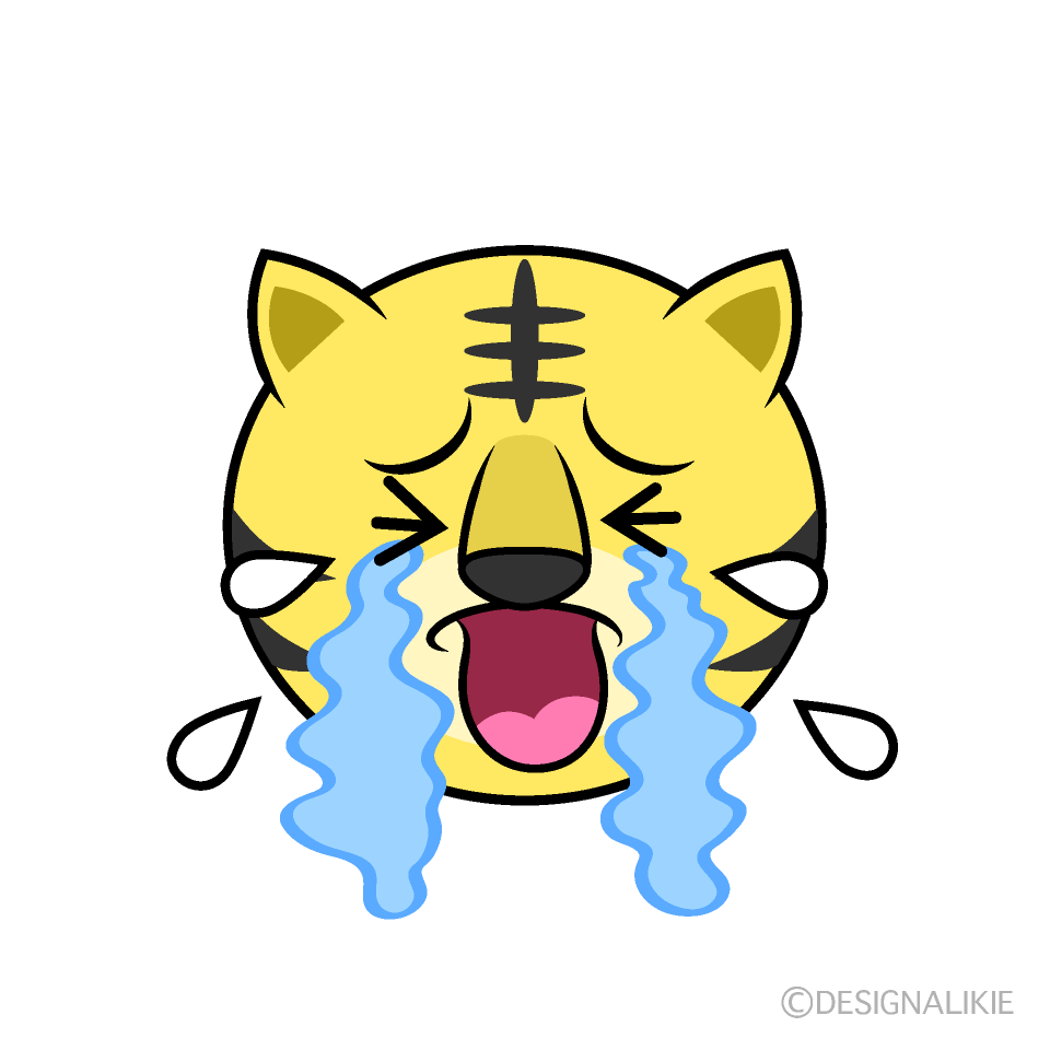 かわいい泣くトラ顔イラスト