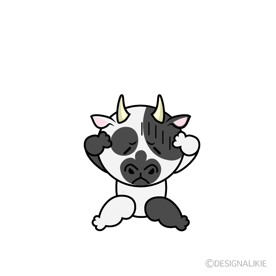 かわいい落ち込むウシイラスト