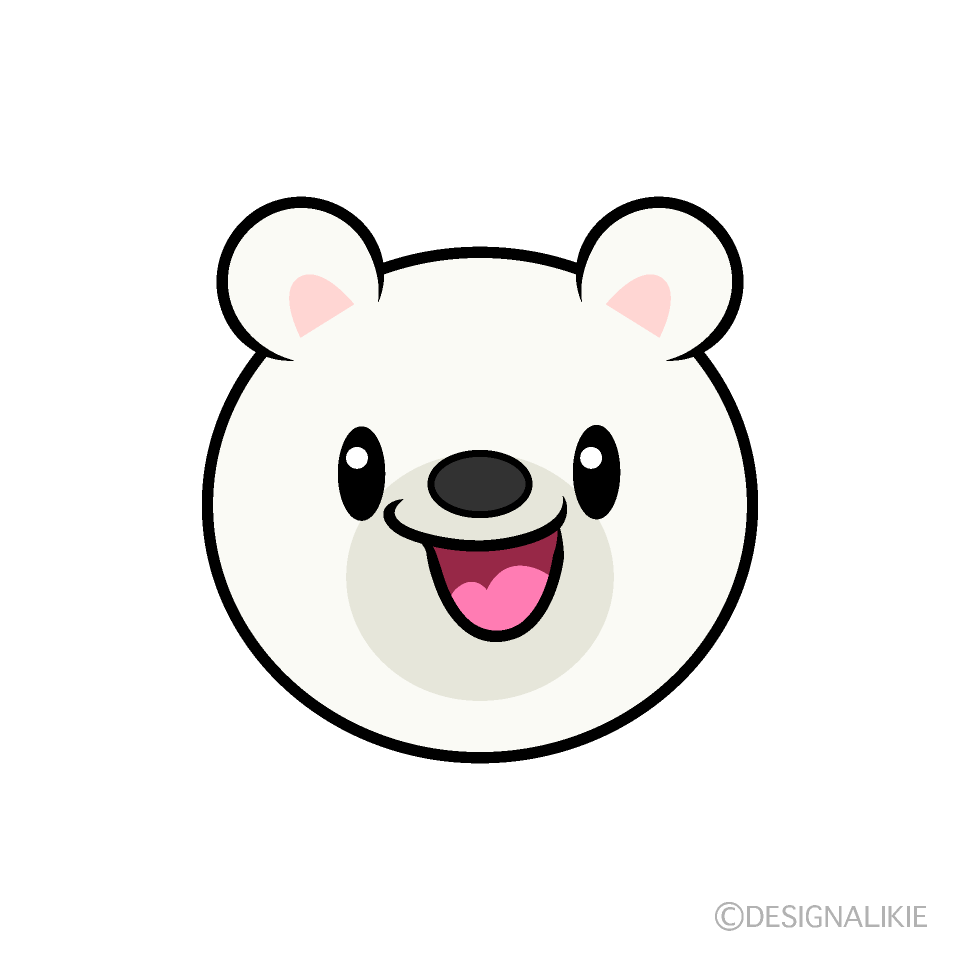 かわいい笑顔のシロクマ顔イラスト