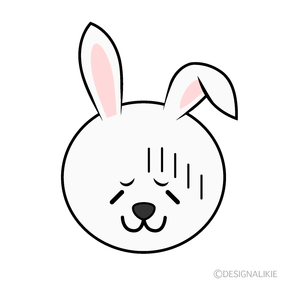 かわいい落ち込むウサギ顔イラスト