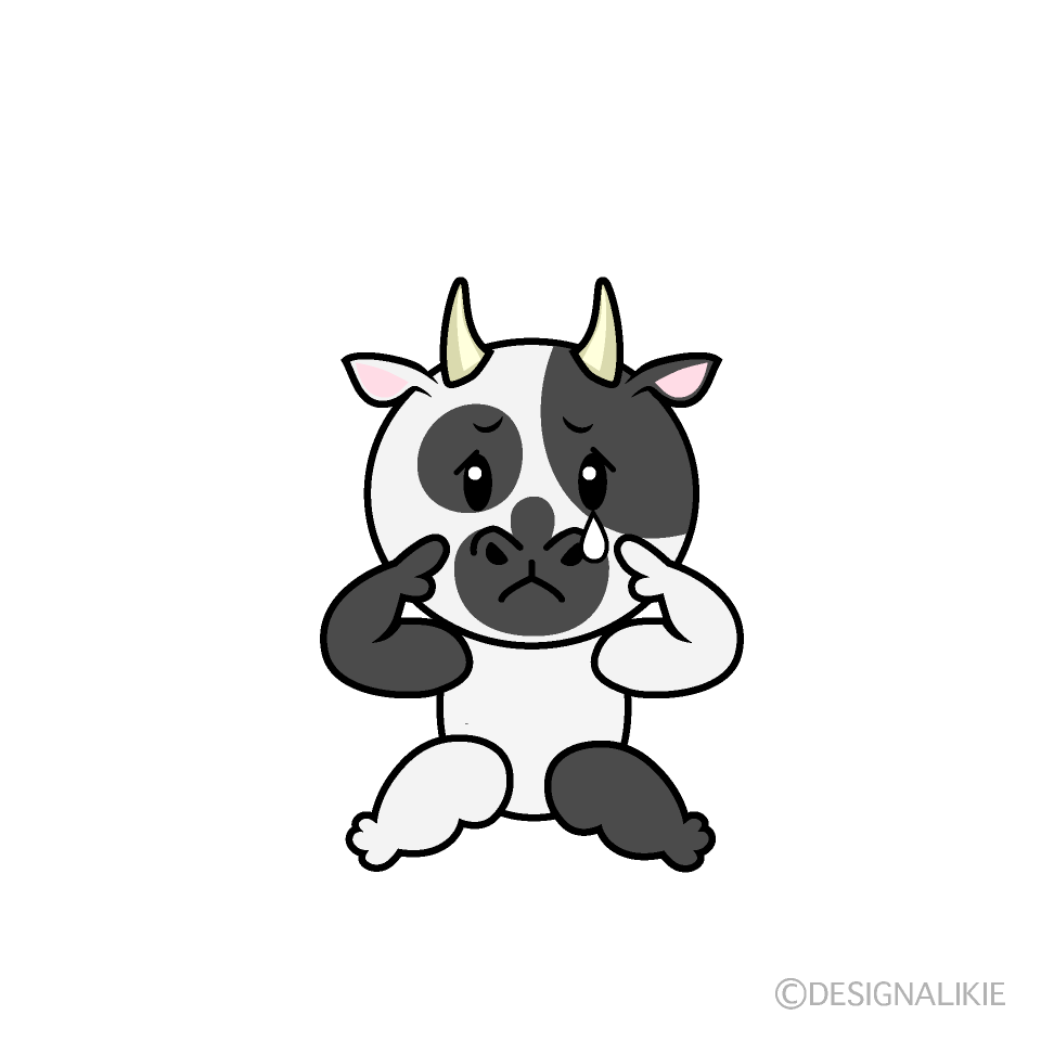 かわいい悲しいウシイラスト