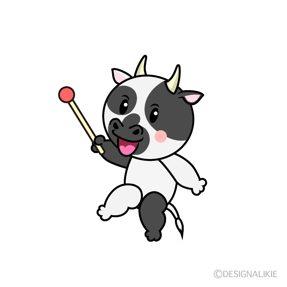 かわいい説明するウシイラスト