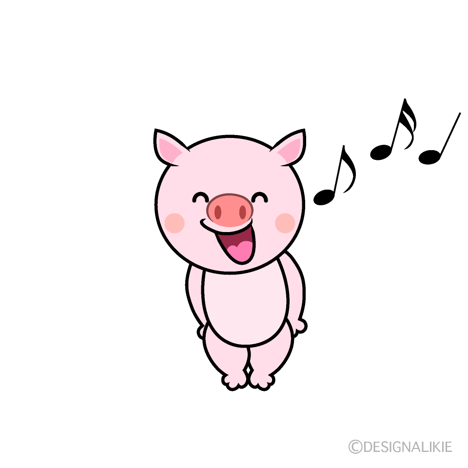 かわいい歌うブタイラスト