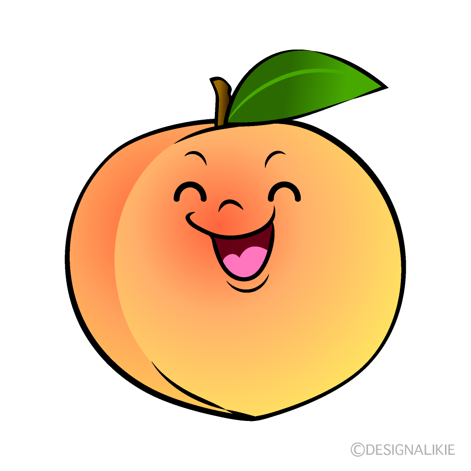 かわいい笑顔の桃イラスト