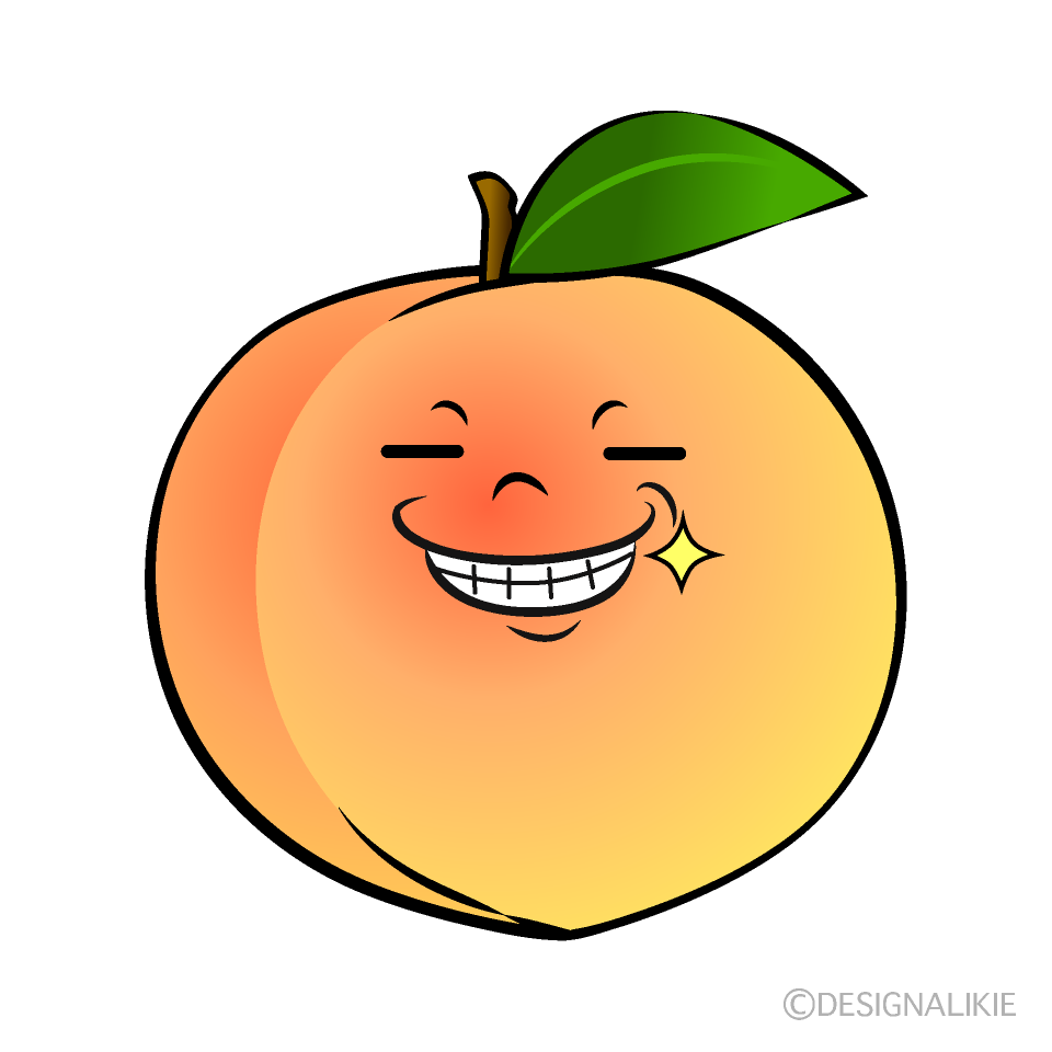 かわいいニヤリとする桃イラスト