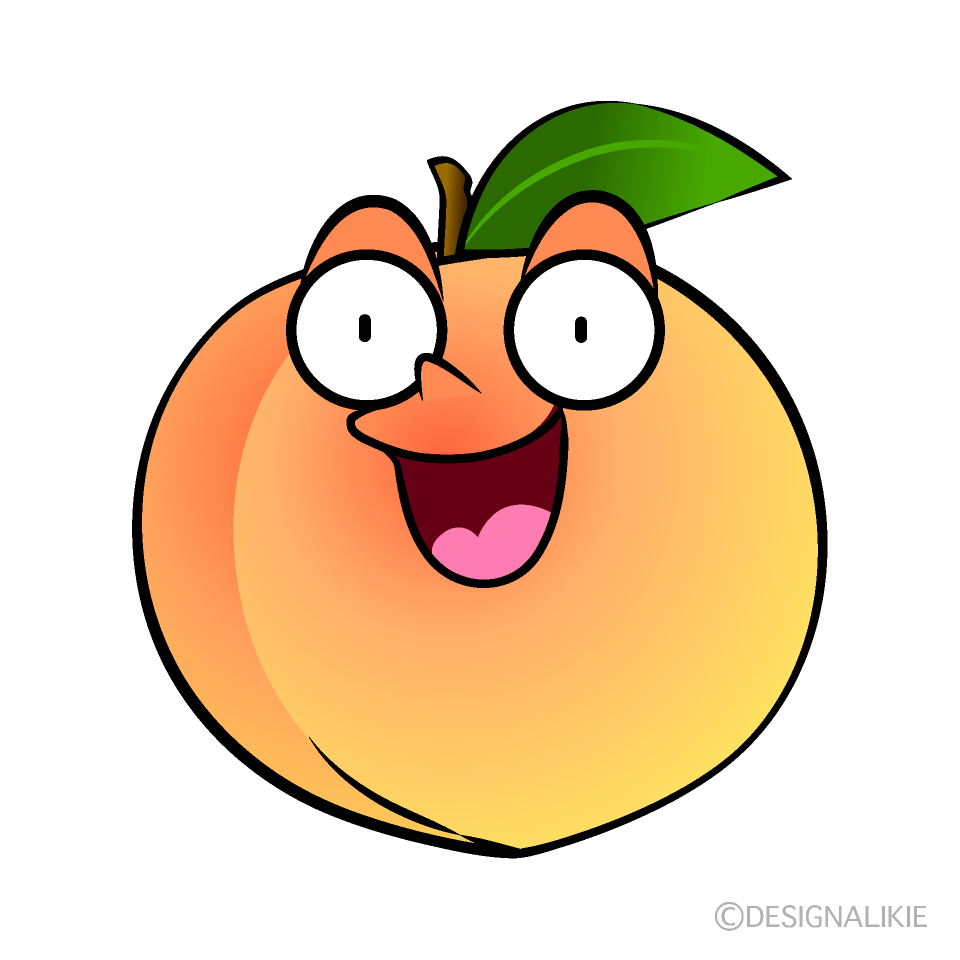 かわいい驚く桃イラスト