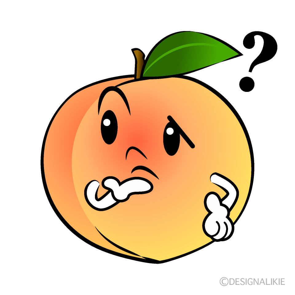 かわいい考える桃イラスト
