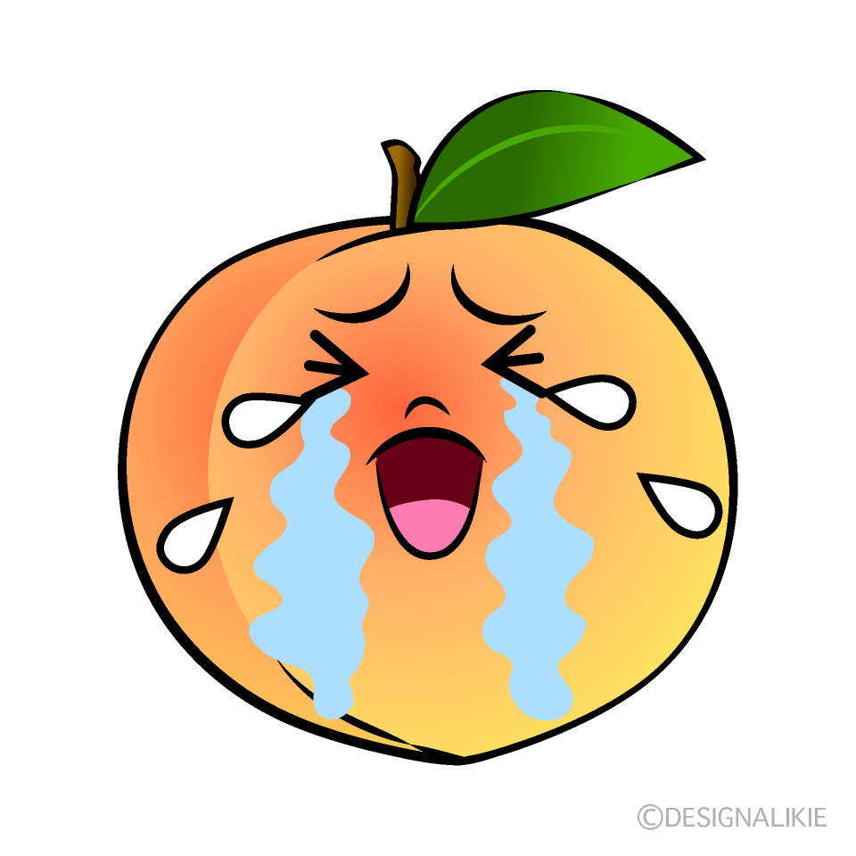 かわいい泣く桃イラスト