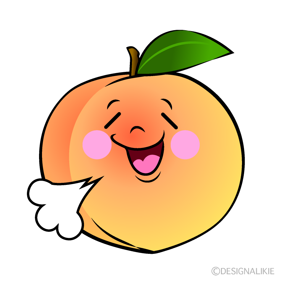 かわいいリラックスする桃イラスト